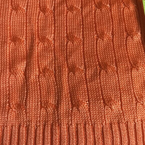 Ralph Lauren Black Label Orange Silk V-Neck Cable Knit Long Sleeve Dress, Size M - Picture 8 of 9